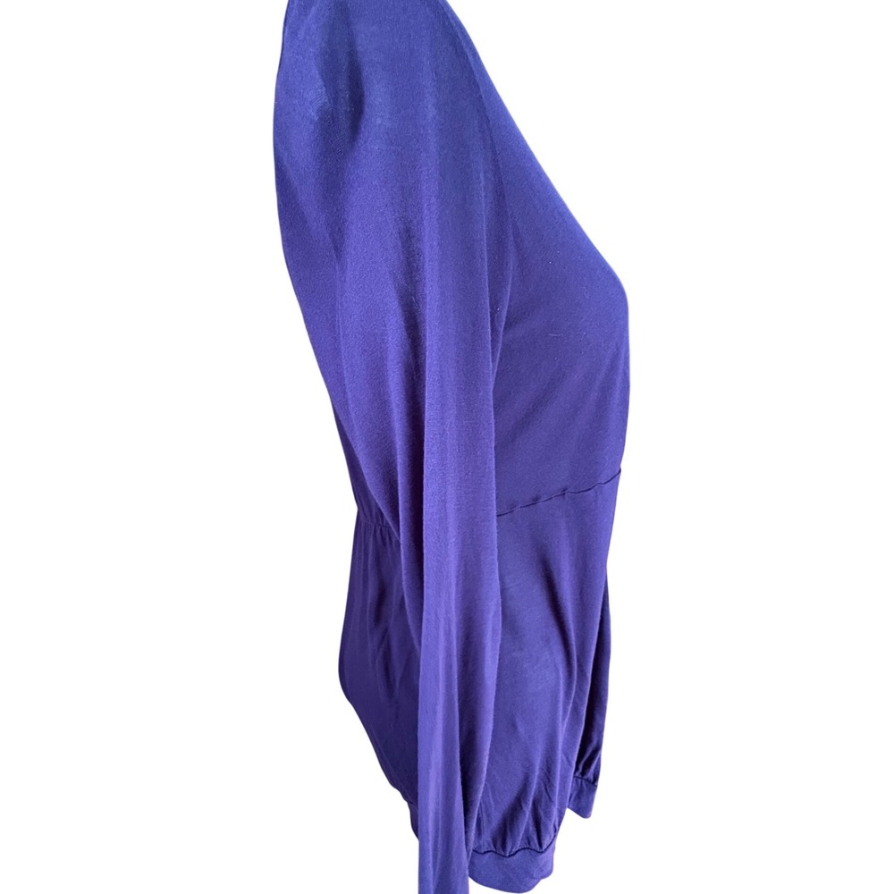 Motherhood Maternity Purple Ruched V-Neck Long Sleeve Rayon Top Small 93321-17 - Picture 2 of 16